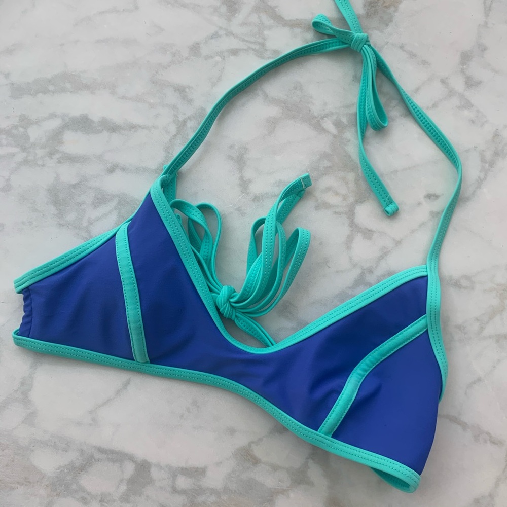 Xhilaration target scoop neck swim top blue teal S
